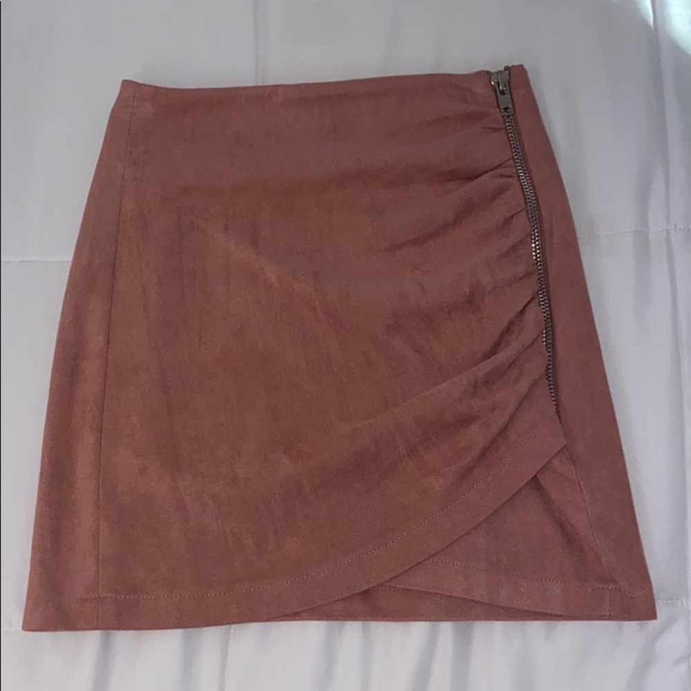 Pink zipper mini skirt